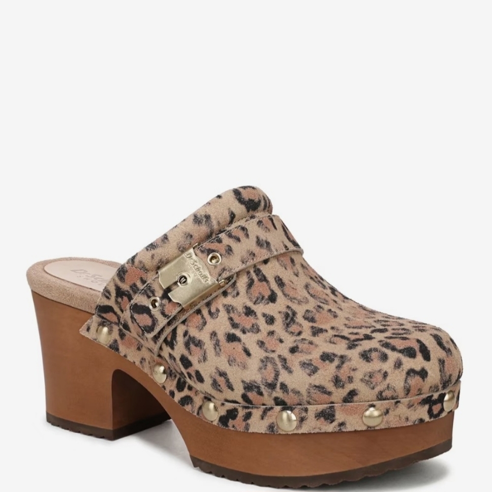 Dr. Scholl's Original Suede Joy Clog Leopard-Print Sz 8.5. Like New